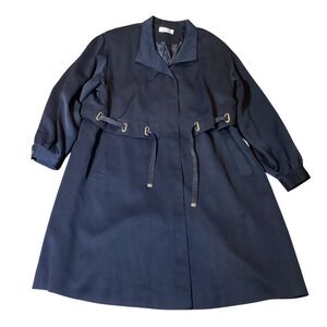Invalids‎ Black Trench Coat Double Breasted Belted Button Detail Women's